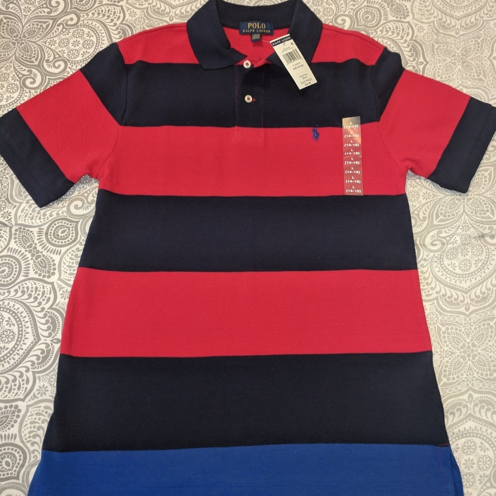 Boys' striped short-sleeved Polo shirt